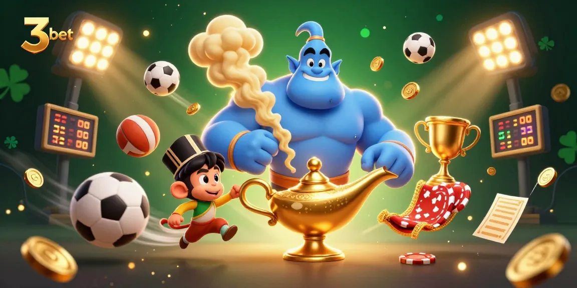 3bet unveils a magical scene with a genie's golden entrance, enhancing the thrill of online betting.