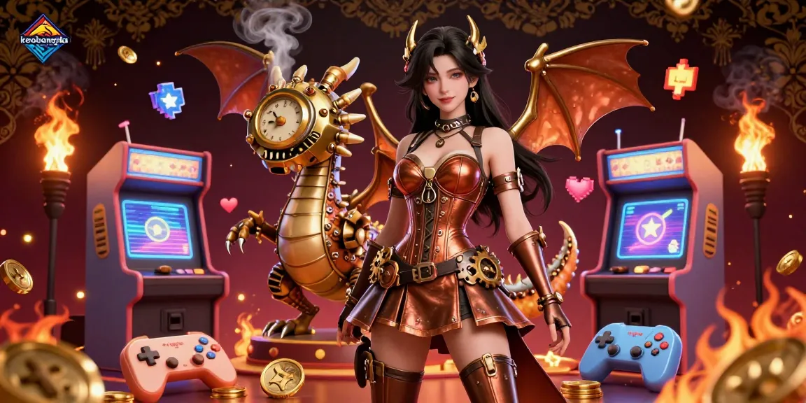 Engage with keobongda's thrilling gaming atmosphere in a lavish steampunk casino scene.