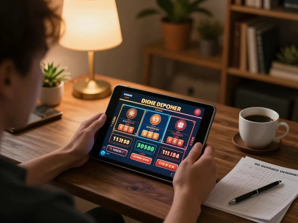 Player engaging with x88 online casino app on tablet in a cozy home setup