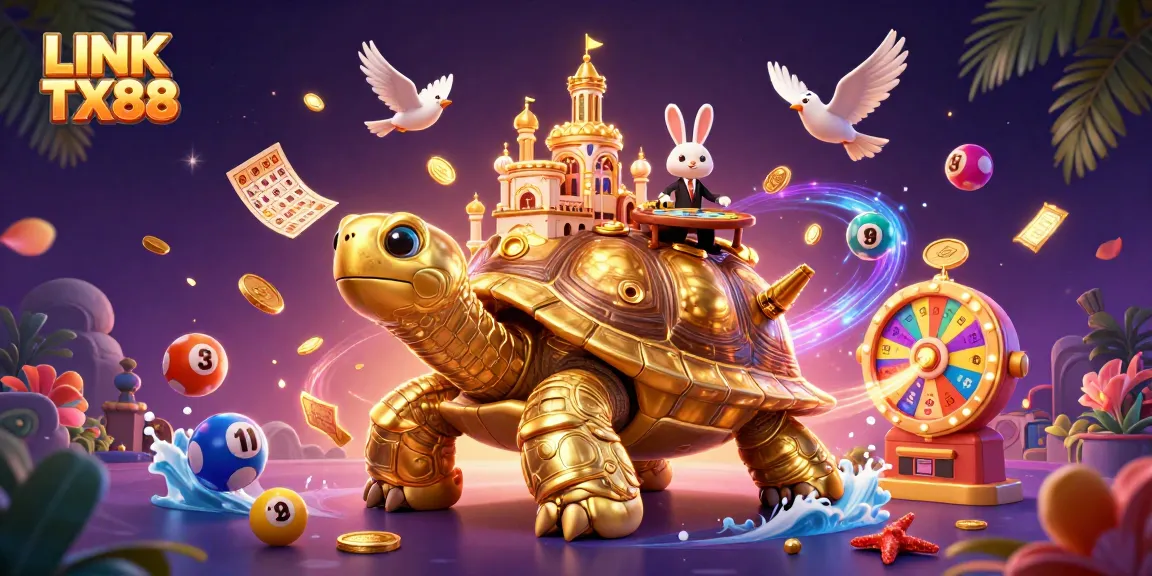 Win big with LINK TX88 featuring a golden tortoise casino and dynamic gaming elements.