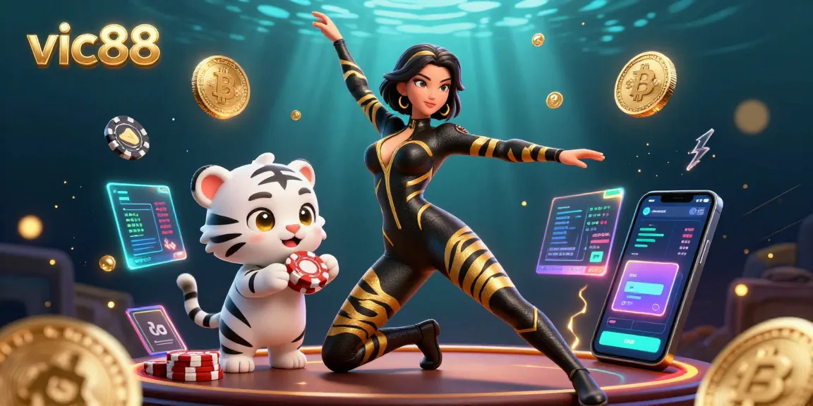 Experience vic88's thrilling casino adventure with captivating 3D characters and crypto themes.