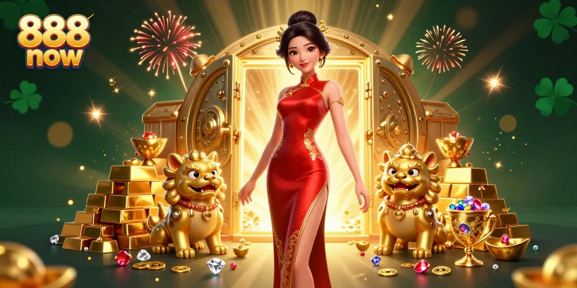 Experience winning thrills at 888 now in a vibrant casino scene filled with treasures and excitement.