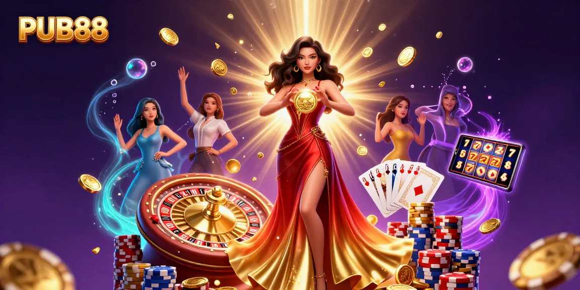 Experience the exhilarating world of PUB88 with dynamic gaming elements illuminating the scene.