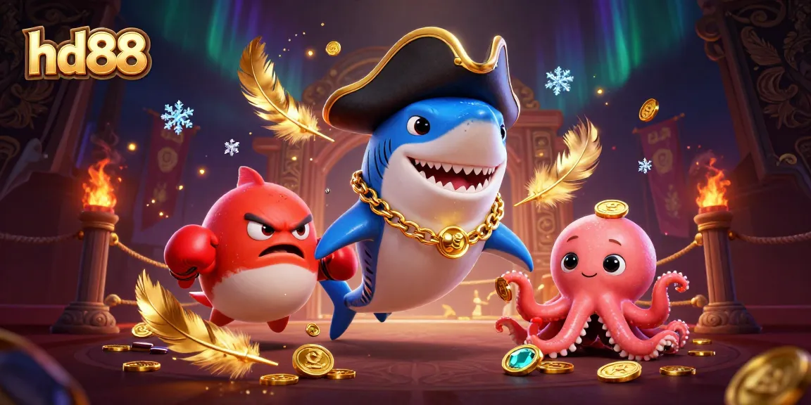 Join the action at hd88 with pirate shark and friends treasure hunting in a vibrant casino scene.