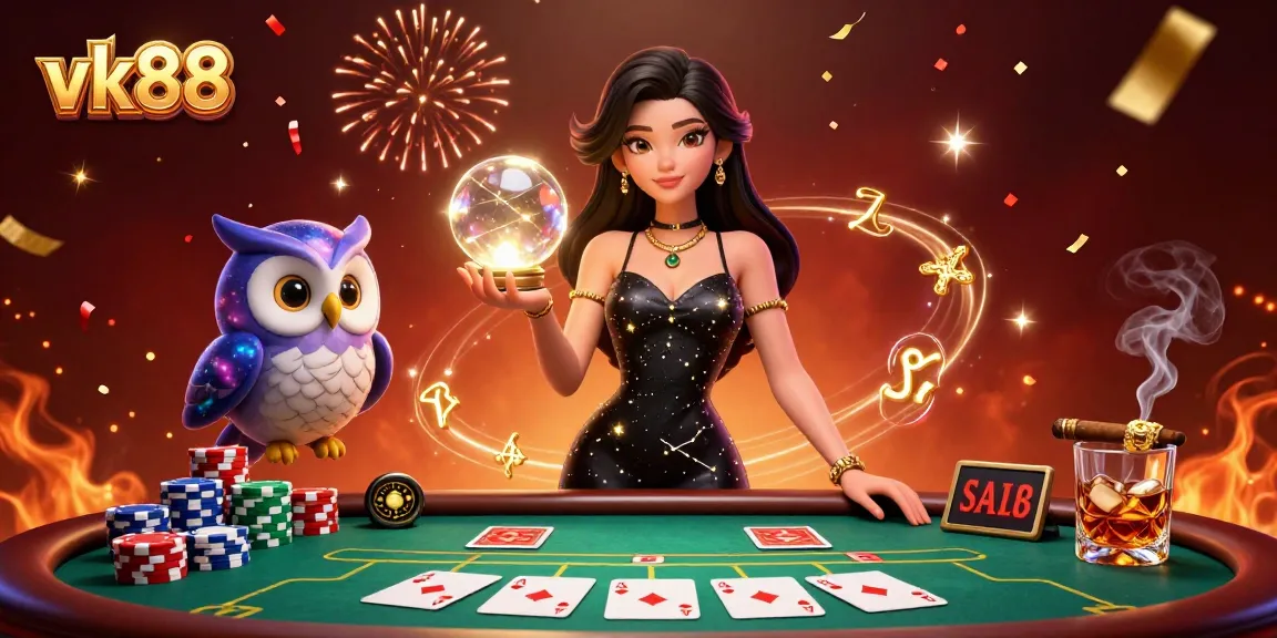 Experience the thrilling world of vk88 with a captivating poker scene featuring an enchanting character.