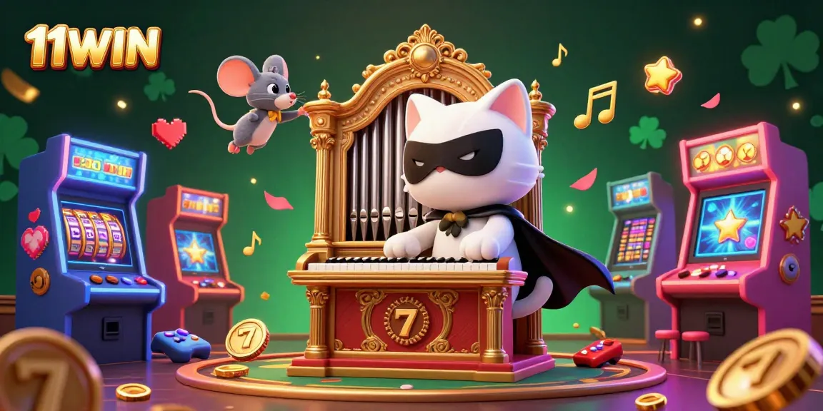 Play thrilling casino games like slots at 11WIN with vibrant characters and colorful arcade elements.