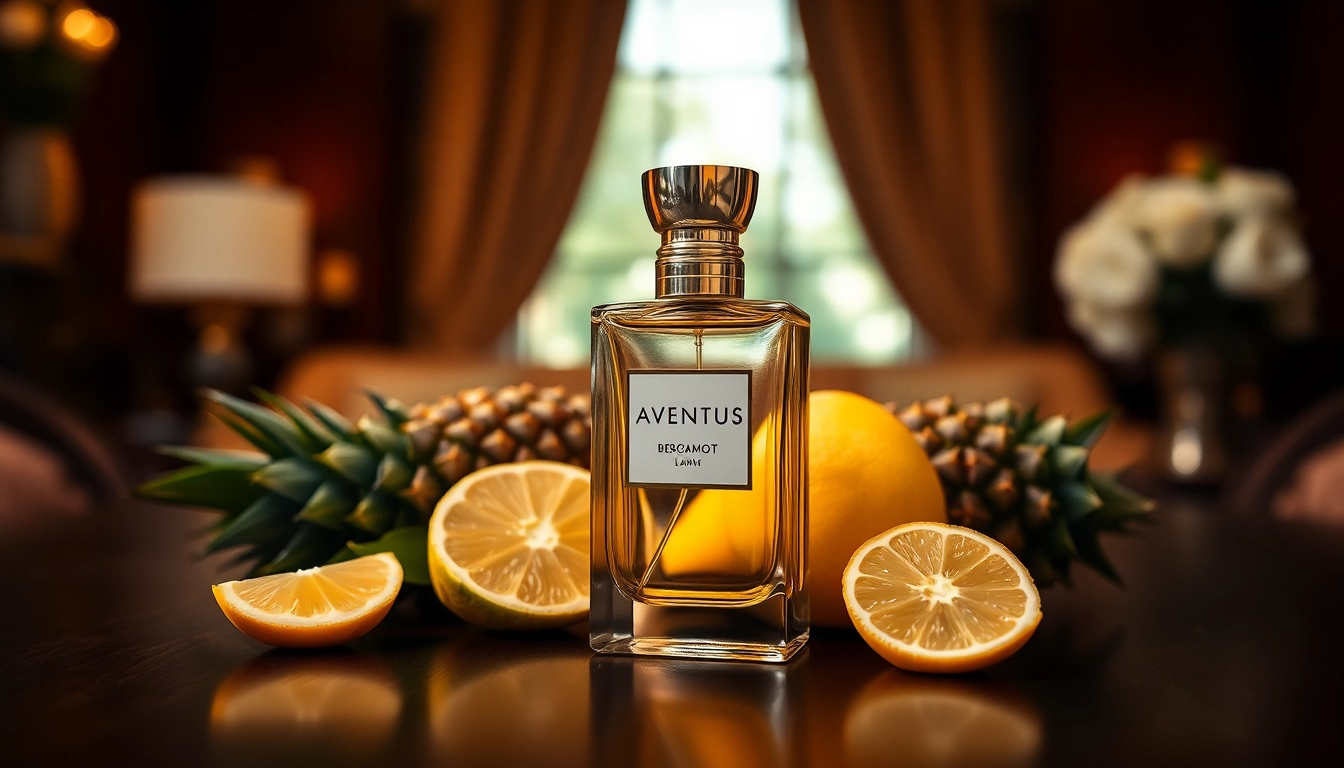 Experience the elegance of Aventus fragrance displayed alongside fresh fruits. related image