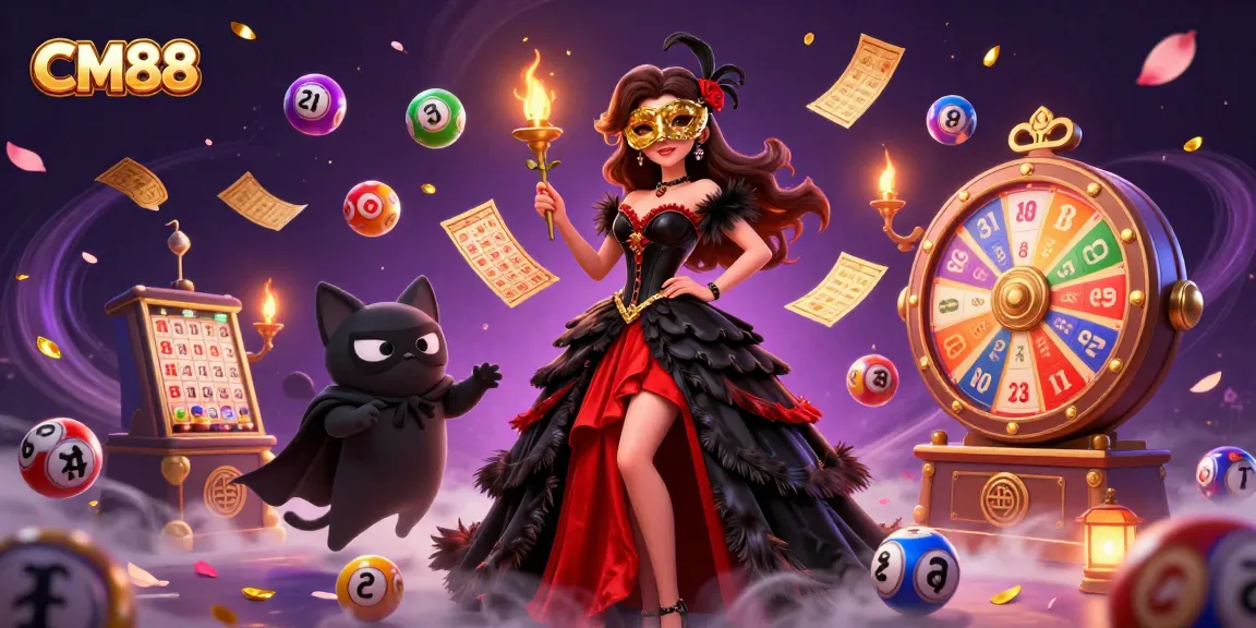 Experience the excitement at CM88 with vibrant lottery balls and a stunning casino atmosphere.