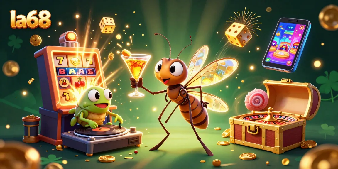 Experience jackpot excitement at la68 with vibrant games and symbols in a lively casino scene.