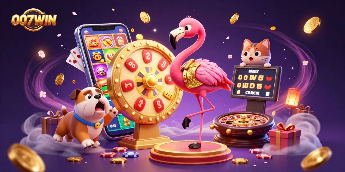 Engage with thrilling casino activities at 007WIN with a vibrant 3D scene of excitement.