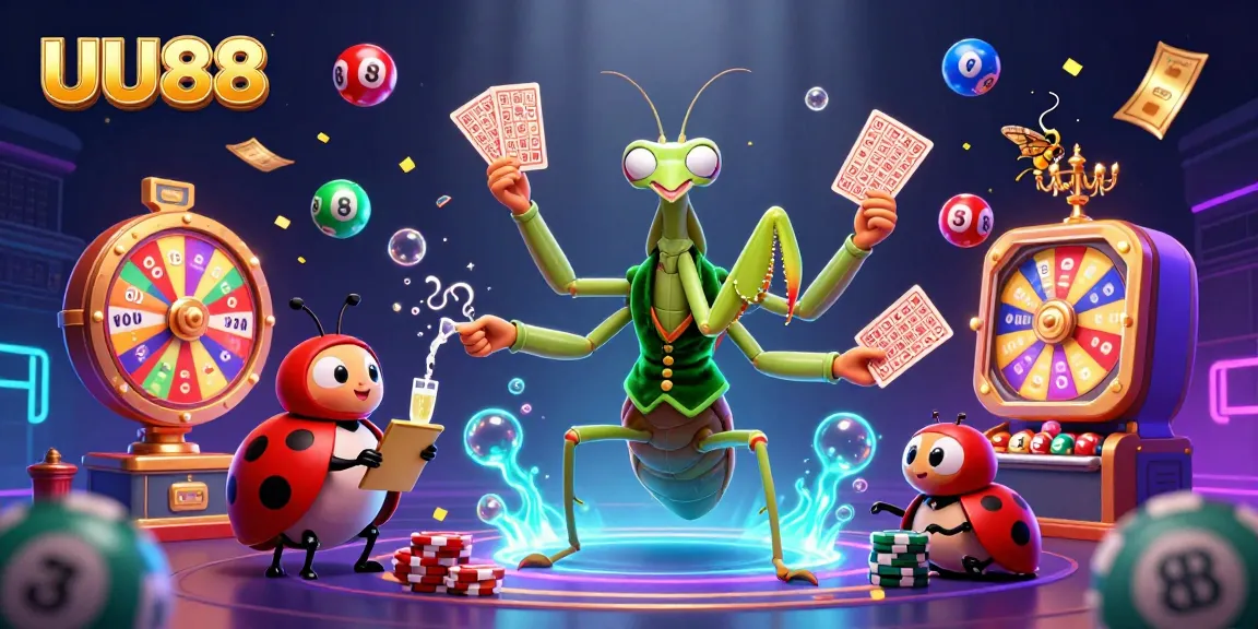 Experience exhilarating wins at UU88 with a giant mantis dealer and vibrant lottery elements.