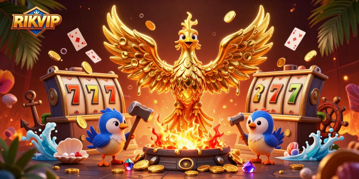 Experience the thrilling RIKVIP online casino with dynamic 3D characters and vibrant game elements.