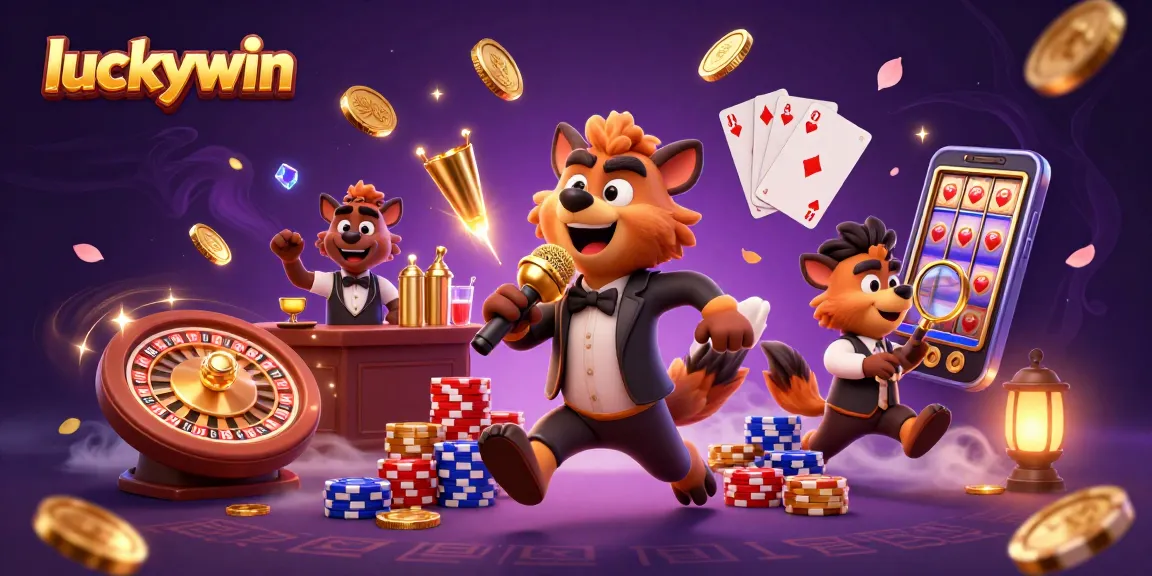 Experience the thrill at luckywin with a vibrant casino scene featuring dynamic characters, games, and rich visuals.