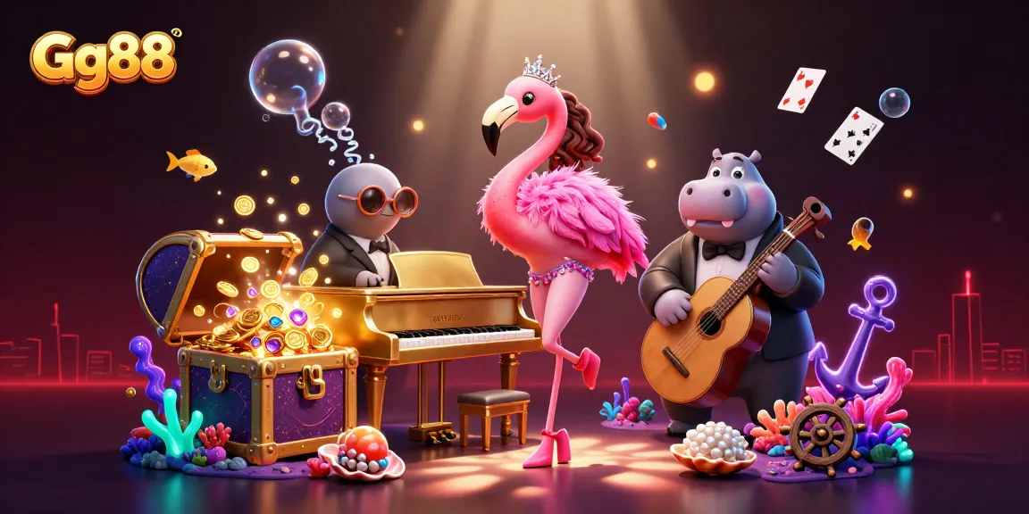 Experience Gg88's vibrant online casino with lively characters and underwater treasure in a dynamic scene.