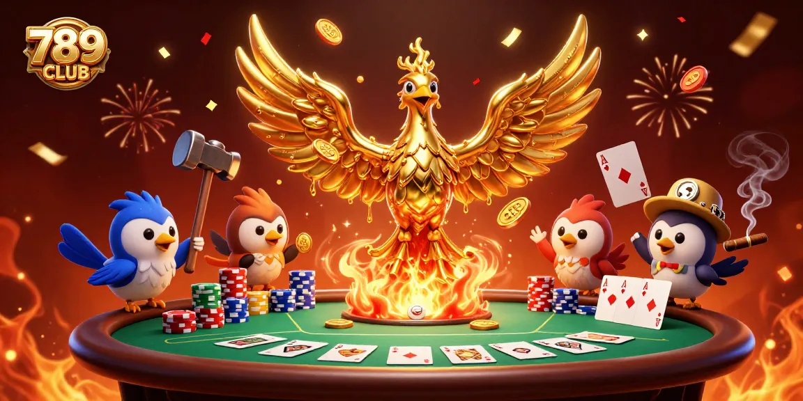 Experience thrilling action at 789CLUB with golden phoenix-themed poker elements showcasing excitement and style.