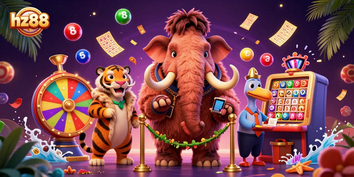 Engage in excitement at HZ88 with lively characters enjoying the vibrant gaming atmosphere.
