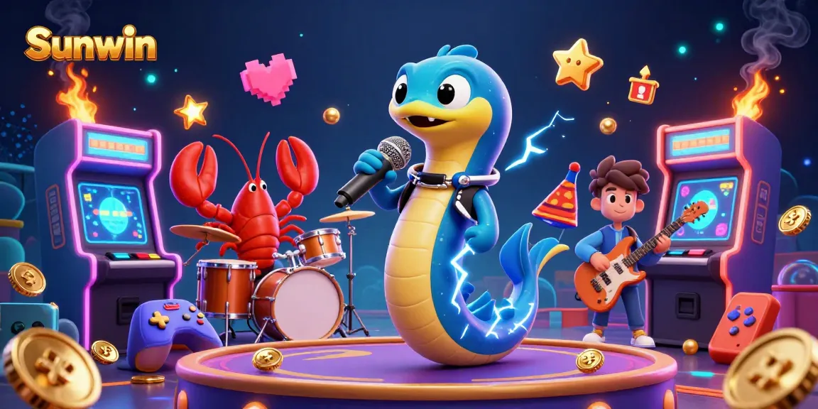 Experience the thrill of Sunwin's gaming atmosphere with engaging characters at an underwater casino stage.