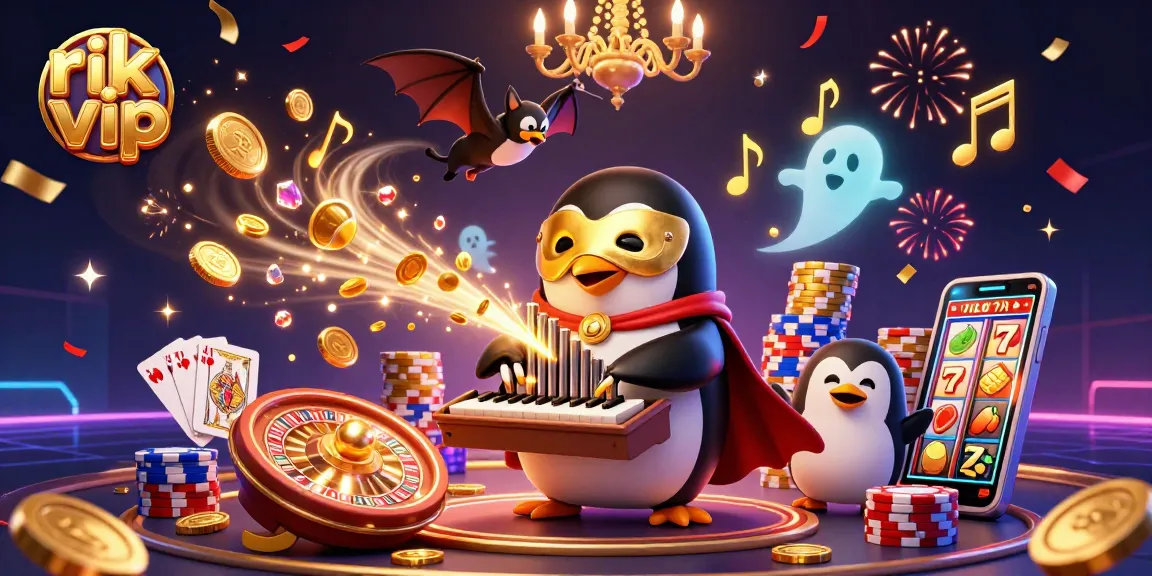 rik vip showcases thrilling slot action amidst vibrant 3D casino elements and dynamic characters