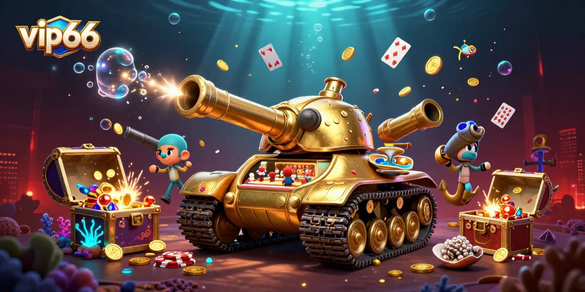 Experience the excitement of vip66 with a golden beetle tank casino bursting with treasure and vivid game elements.