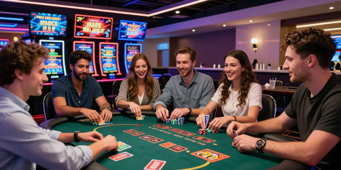 Players enjoying games at a lively casino that accepts credit cards with vibrant lights and excitement.